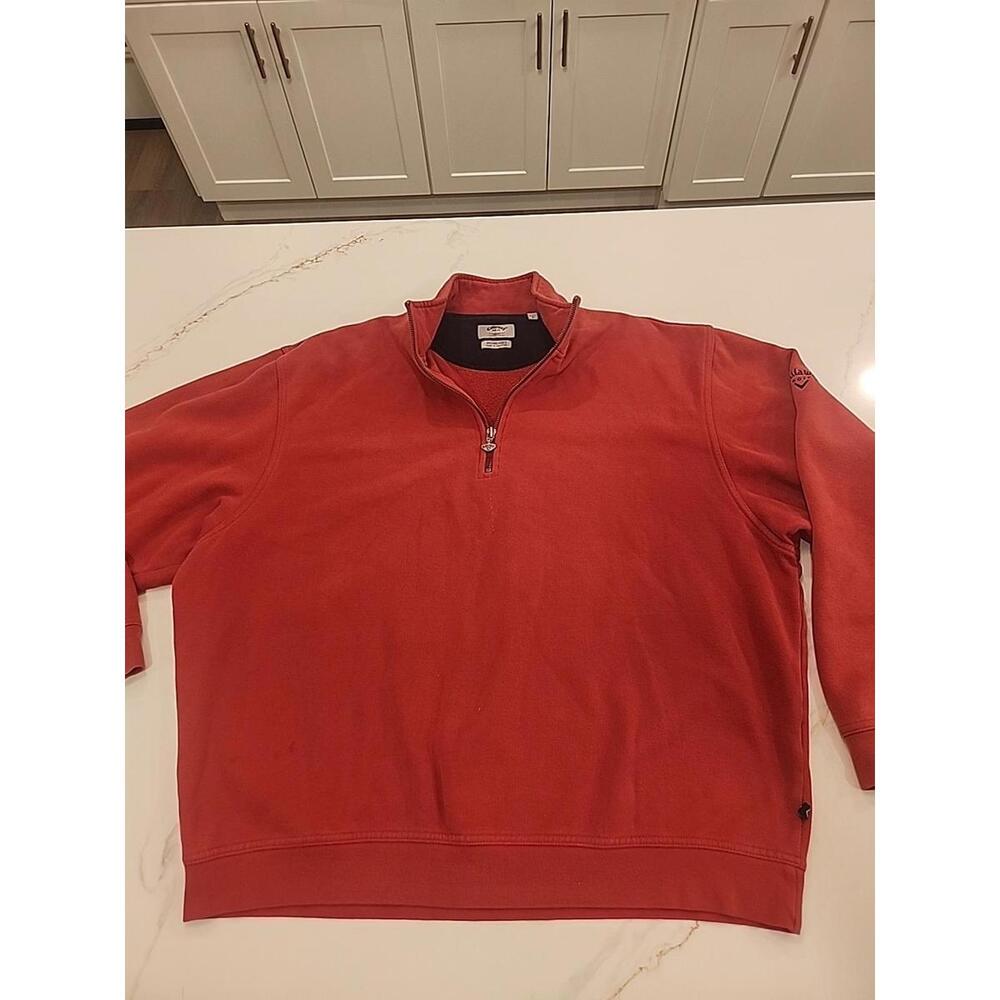 Callaway Jacket Men L  Red  1/4 Zip Brushed Fleece Golf Pullover